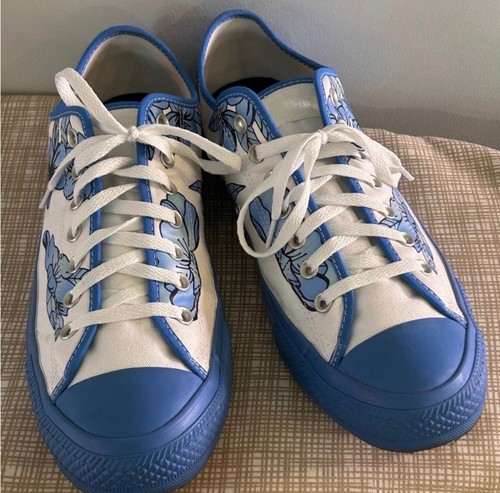 Converse Custom By You All Star Low Top Floral Blue White Sneakers