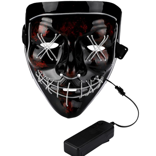 Halloween Clubbing Light Up LED Mask Costume Rave Cosplay Party Purge 4 Modes US - Picture 15 of 20