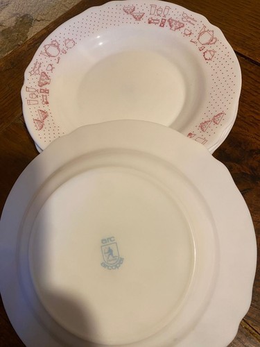 6 Assiettes Creuses Arcopal Vert à Bord Plat - Occasion Bon État