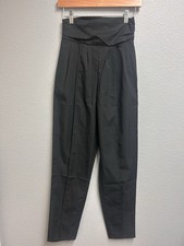 Nasty Gal Ruched High Waisted Tapered Trouser Black Size 0 NWT Side Zip