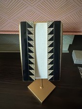 Joan Rivers Classics Collection Black Enamel and Crystal Triangle Art Deco Style