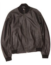 Vintage Mens Leather Jacket IT 50 Large Black Leather AS17
