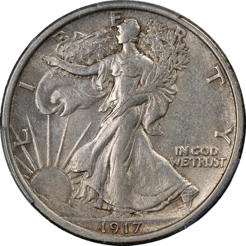 1917-D Reverse Walking Liberty Half PCGS AU50 Nice Eye Appeal Nice Strike