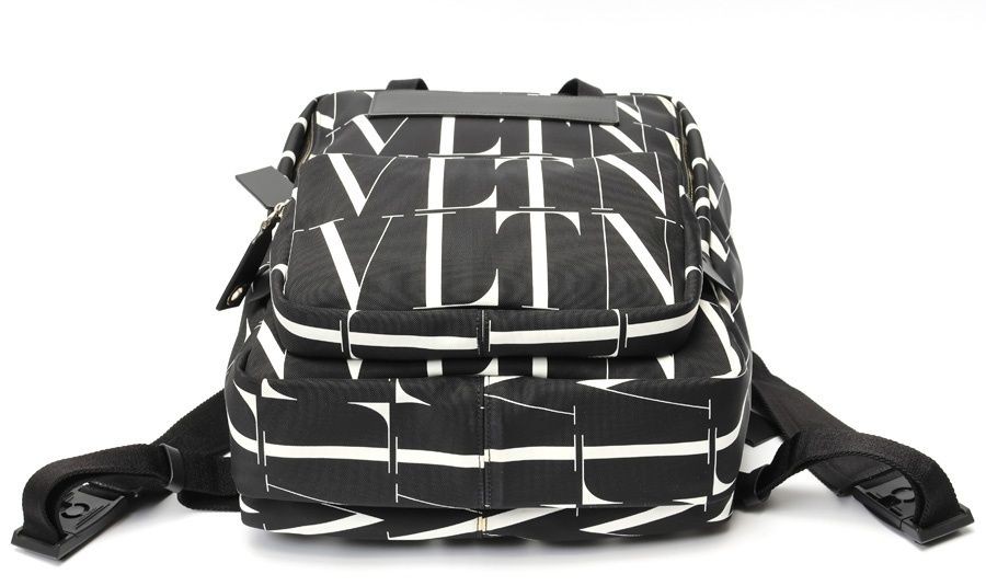 Valentino VLTN Nylon Backpack Black/White Used UY2B0964 Rucksack From Japan thumbnail 5