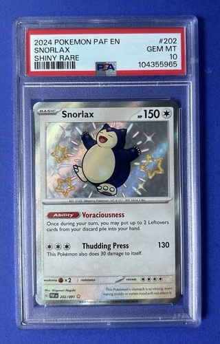 2024 Pokémon PAF EN Snorlax Shiny Rare #202 PSA 10 GEM MT