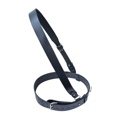 Sam Browne Belt BLACK Genuine Leather Complete British Military Cross Strap Army - Image 1 of 4