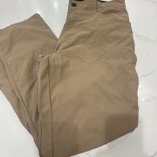 Orvis Mens Fleece Lined Tech Pants Khaki Hiking Nylon Flex Cargo Gorpcore 36x30