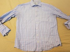 Mens Charles Tyrwhitt Dress Shirt 17 34 Blue Button Cotton