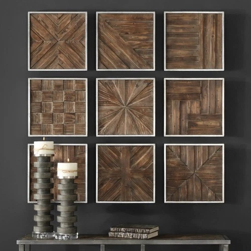 Uttermost Bryndle 12 1/2" Square 9-Piece Wood Wall Art Set - Picture 1 of 4
