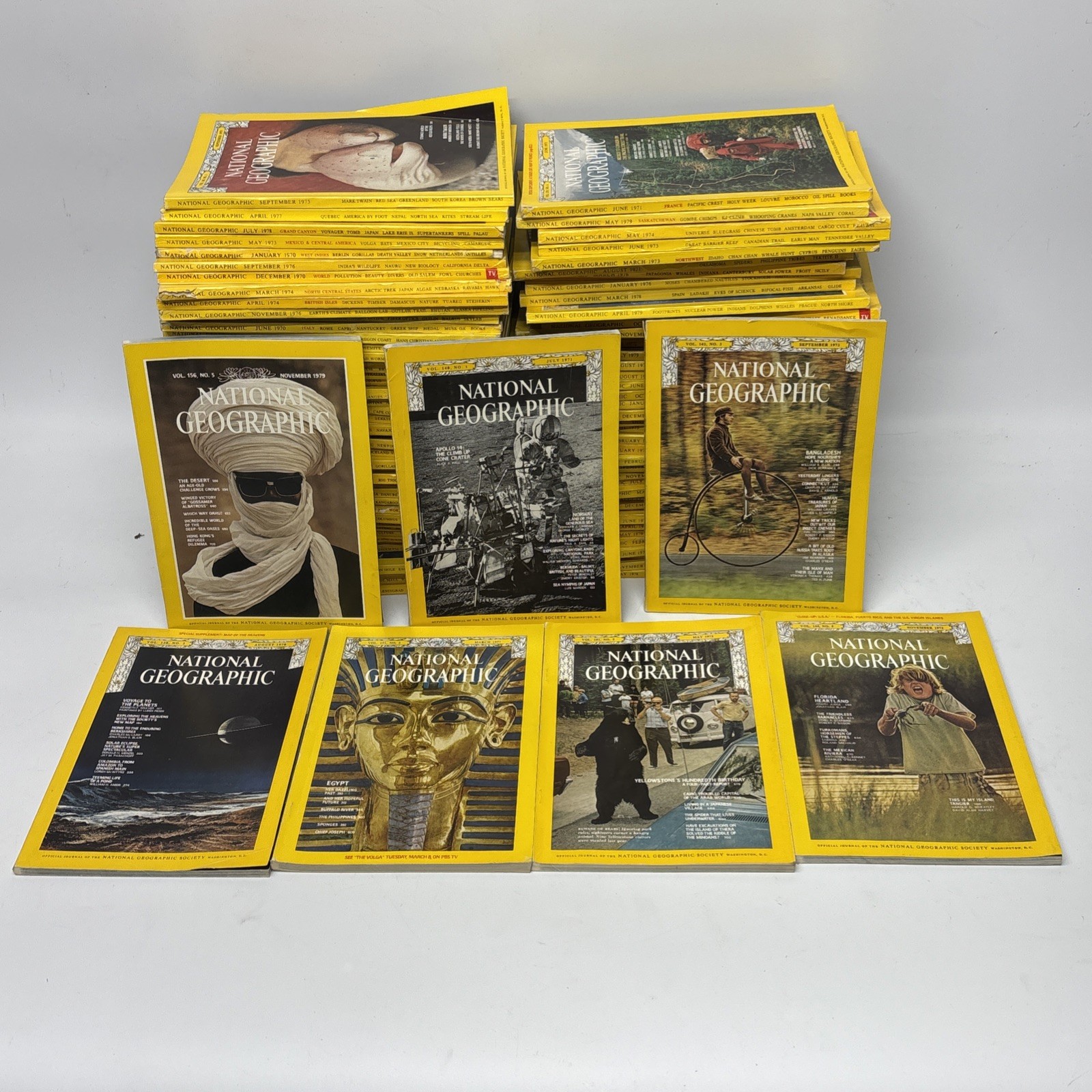 Huge Lot(95) Vintage 1970’s National Geographic Magazines- Apollo 14, Egypt