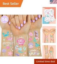 Under The Sea Mermaid Temporary Tattoos - 56 Iridescent Foil Styles Kids Bi...