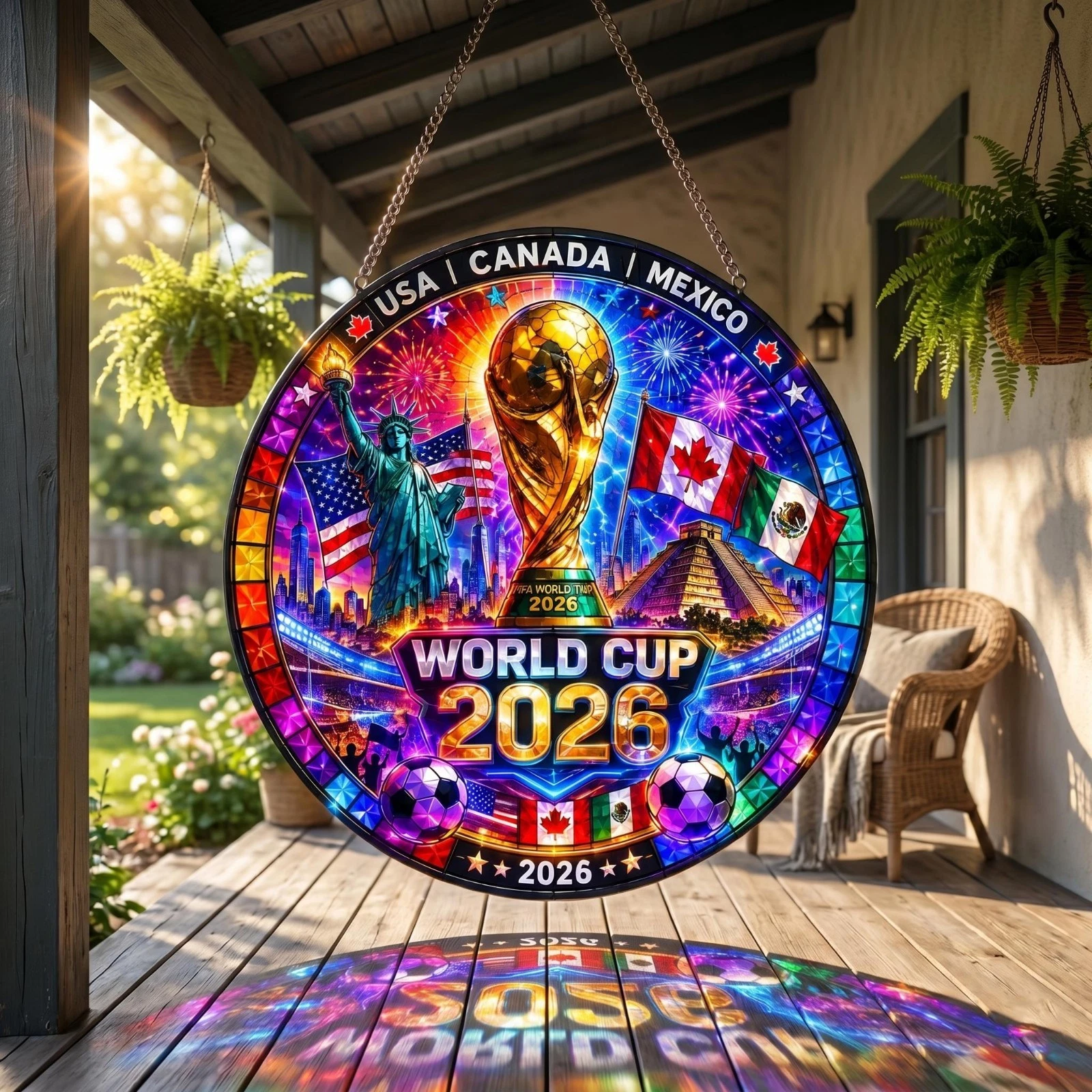 2026 Soccer Fan Suncatcher North America Window Hanging Decor Gift