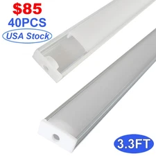 40Pack 6.6FT 3.3FT U Led Channel With Milky Cover Aluminum Profile for Led Strip