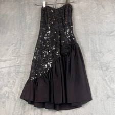 Vintage Gunne Sax Jessica McClintock Juniors 5 Sequin Strapless Dress Black 80s
