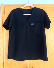 FIGS Women s Black V-Neck Short Sleeve Scrub Top, Size S or M