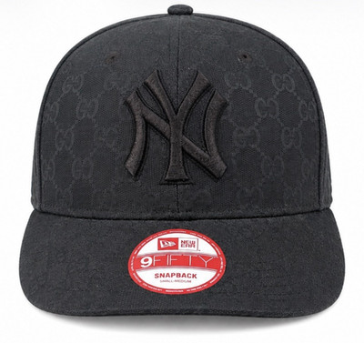 Gucci New Era NY Yankees 59FIFTY Fitted Cap Schwarz GG Canvas
