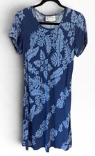Vintage 90s Leina'ala Blue Tropical Monstera Leaf Maxi Dress Sz S Aloha Hawaiian