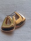 Geometric Bold Goldtone Square Hoop Earrings CLASSY Rich Pierced Polished  — photo 5
