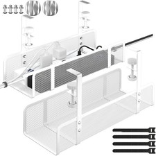 Under Desk Cable Management Tray, Wire Organizer Box, Cord Storage for Office
