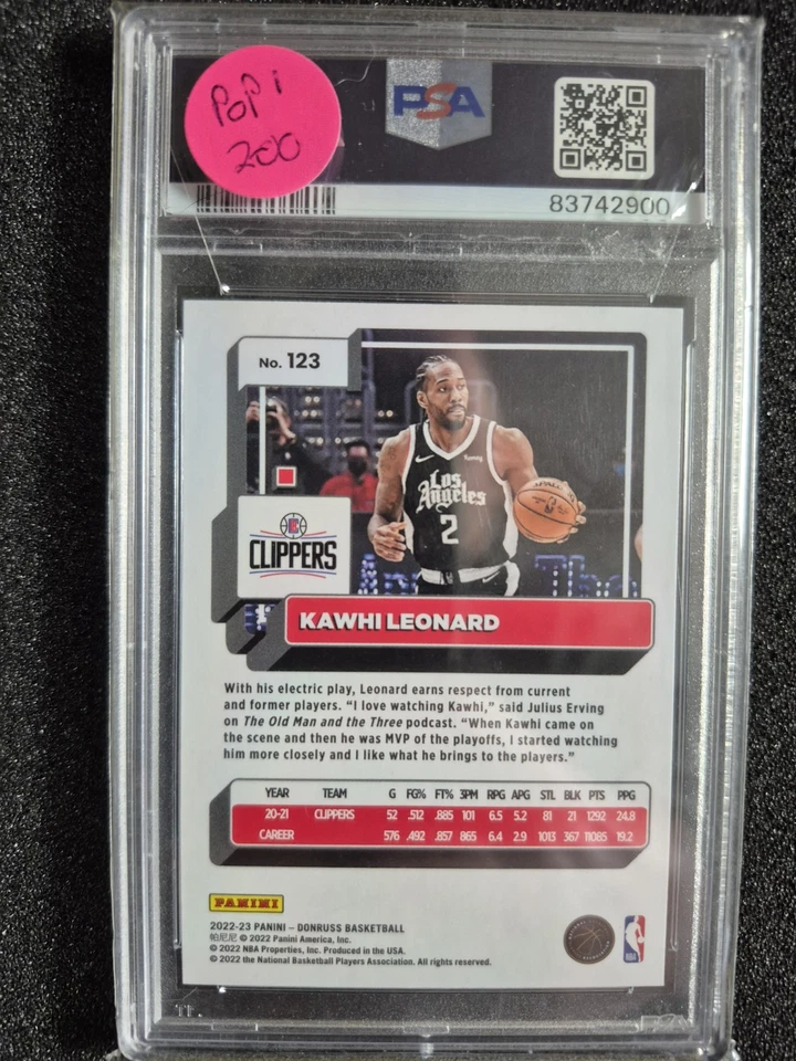 Donruss #123 Kawhi Leonard 2022 💎 GEMA 10 💎 POP 1 ❗️🐲 ELECCIÓN DRAGÓN 🐲 Foto 3 de 4