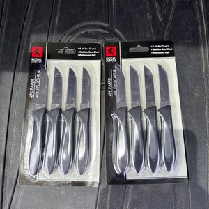 Royal Norfolk Cutlery 8 PC Set Paring Knife Stainless Steel Blade Black Handle