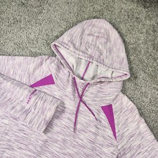 Under Armour Hoodie Womens Medium Storm Pullover Pink Logo Heathered Funnel