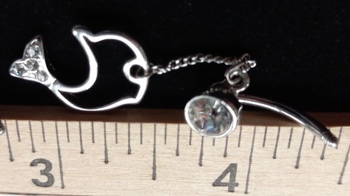 2 Belly Button Pierce Dangles 4 Blue Star Shaped Jewels Dolphin 5 Clear Crystals - Picture 5 of 5