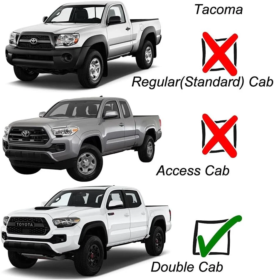 Viseira de janela 4 peças fora do canal fita adesiva para 2005-2015 Toyota Tacoma cabine dupla - Imagem 3 de 4