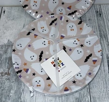 Set of 8 Novogratz Halloween Ghosts Bats Candy Corn Melamine Lunch Plates 8"