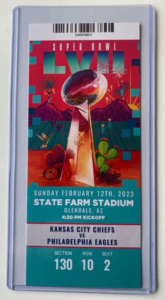 2023 SUPER BOWL LVII 57 Replica Ticket Stub EAGLES vs KANSAS CITY CHIEFS Sec 130 - Image 2 of 3