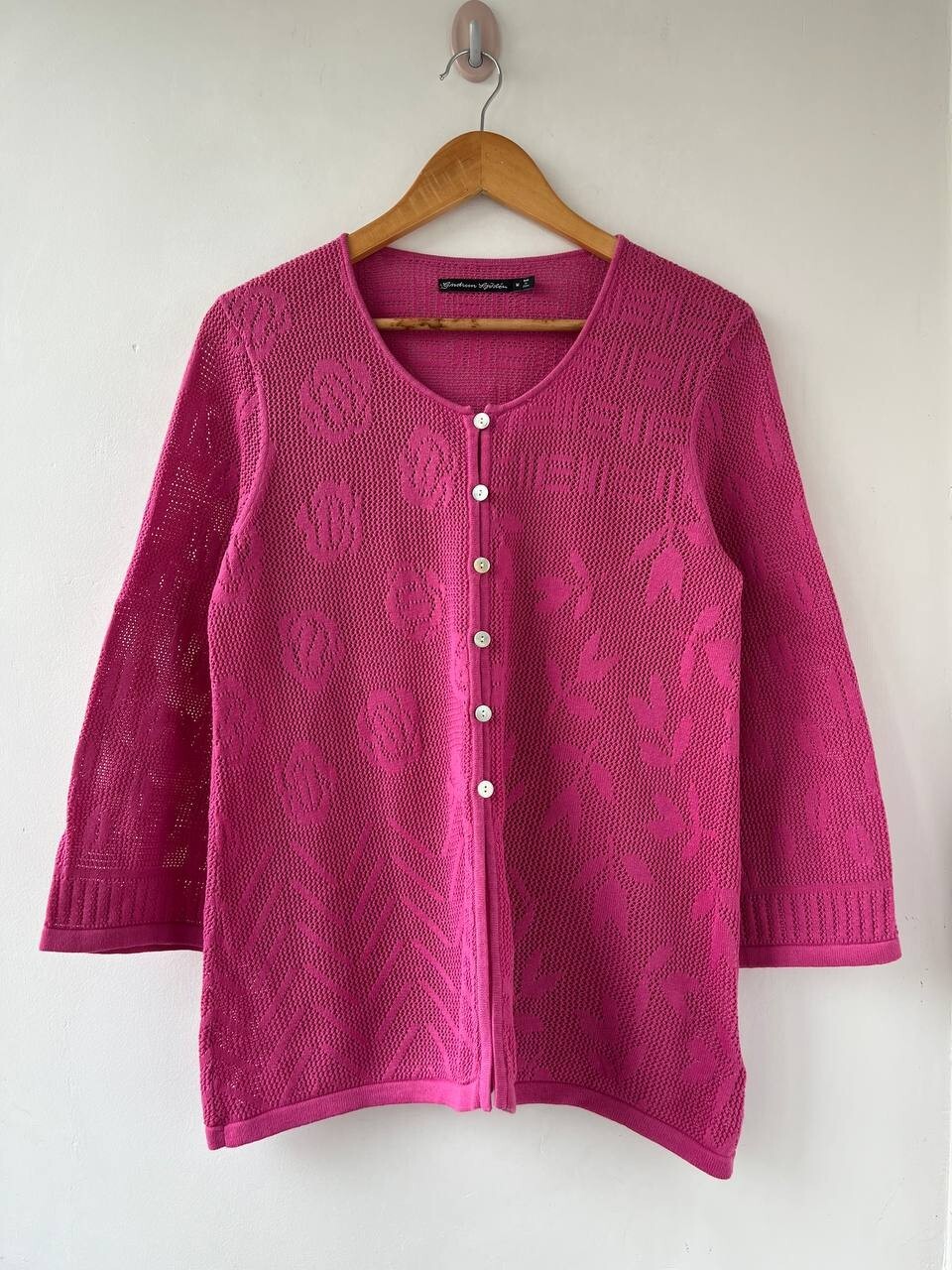 Gudrun Sjoden Cirrus Blouse Size M 100% Organic Cotton Pink with Flowers