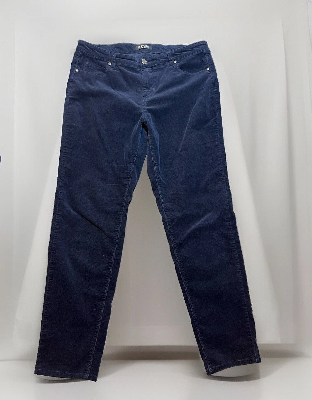 Jean Buffalo David Bitton Supreme mi hauteur skinny stretch velours côtelé bleu marine, 12/32