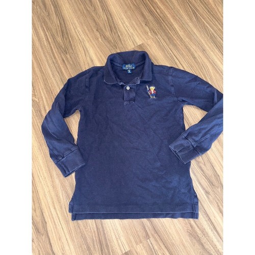 Polo Ralph Lauren Ski Bear Long Sleeve Polo Shirt Navy Blue Kids S/P (8)