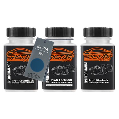 Autolack Lackstift Set für KIA A8 Abyss Blue Metallic Grund Basis Klarlack
