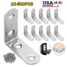 1.5" L-Shaped Bracket Corner Brace Stainless Steel Bracket Right Angle w/Screws 