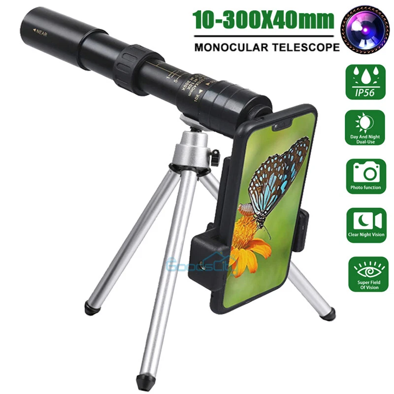 Day/Night Military Telescope 10-300X40mm Zoom Monocular +Tripod + Clip - Image 2 of 4