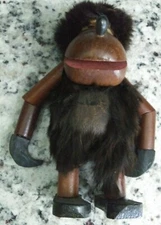 Rare Vintage Mid-Century Modern Danish Wood Monkey Ape Kay Style Fur Antique