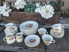 Vintage Harker Pottery Co. Floral Needlepoint Miscellaneous Dining Set
