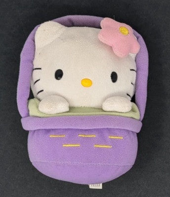 Vintage Hello Kitty Plush 7  Kitty in Purple Easter Basket 2011 Sanrio Jakks