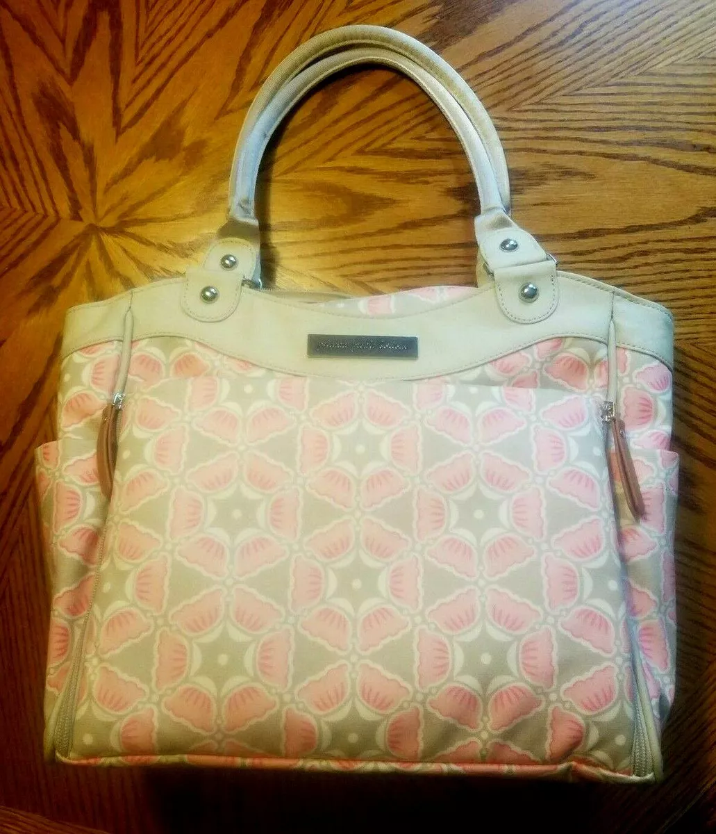 NWT PETUNIA PICKLE BOTTOM CITY CARRYALL Blooming Brixham Diaper Bag PINK BEIGE