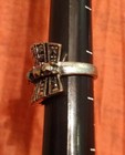 Large Chunky Silver Tone Gunmetal Grey Gray Metallic Black Rhinestonen Ring — photo 2
