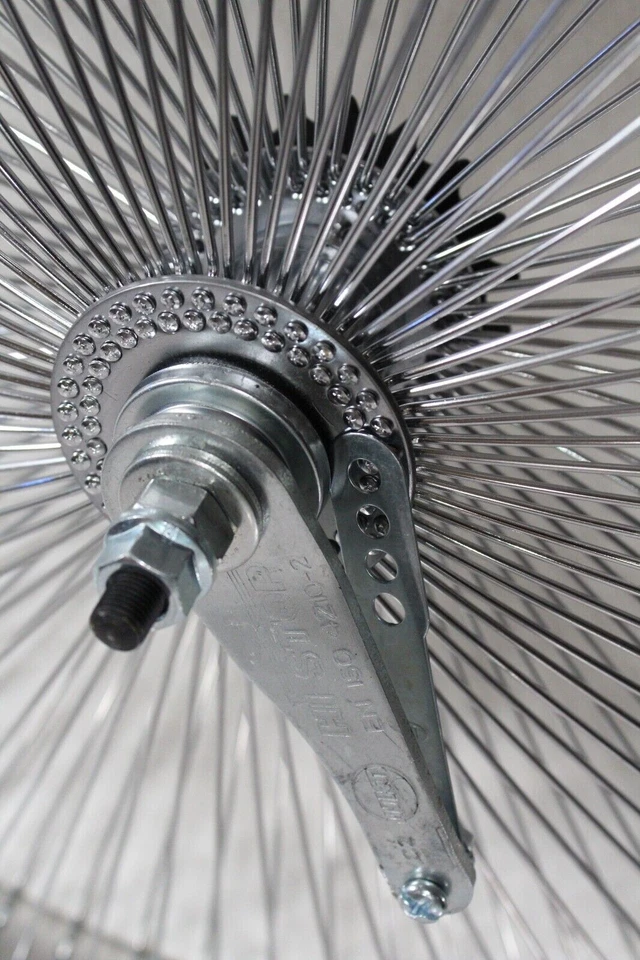 Conjunto de aros de roda de bicicleta 20" 140 raios traseira e dianteira cromada Beach Cruiser Lowrider - Imagem 3 de 3