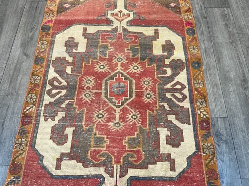 Geometric Design Rug, Handmade Wool Rug, 3x8 ft, Oriental Rug, Farmhouse Carpet - Picture 7 of 11