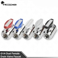 Faucet Dual G1/4" Drain Valve Silver Water Tap Stopper Liquid Stop Valve Adapter