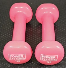 Power Systems Hex Dumbbell Weight Pair 1 lb Vinyl Hand Weights Set Home Gym 