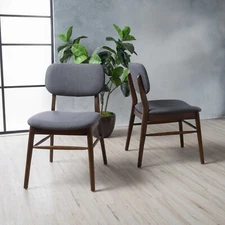 Beatrice Mid Century Wood Finish Dining Chairs (Set of 2)