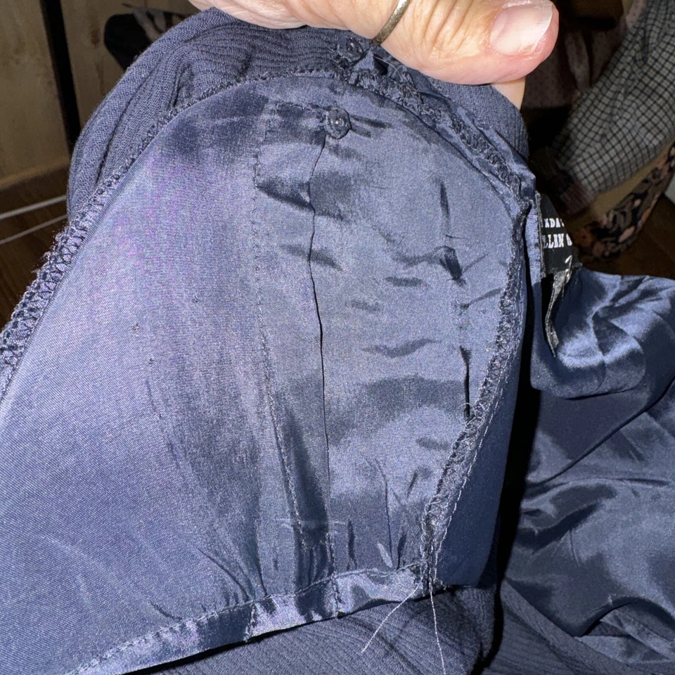 Vestido Linda Allard Ellen Tracy Talla Grande Envolvente Vintage Mezcla de Lana Azul Marino Foto 4 de 4