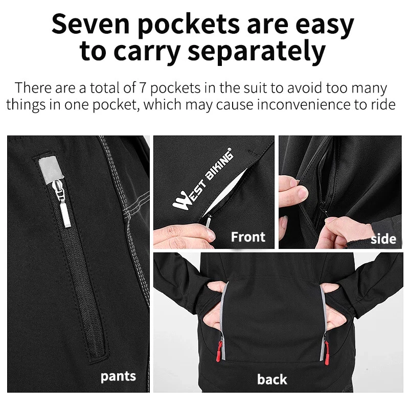 Conjunto de Jaqueta Masculina Inverno MTB Bicicleta de Estrada Temperatura À Prova de Vento FleeceBike - Imagem 4 de 4