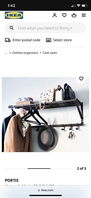 Brand New IKEA PORTIS 35 3/8 '' Black Hat Rack 600.997.91
