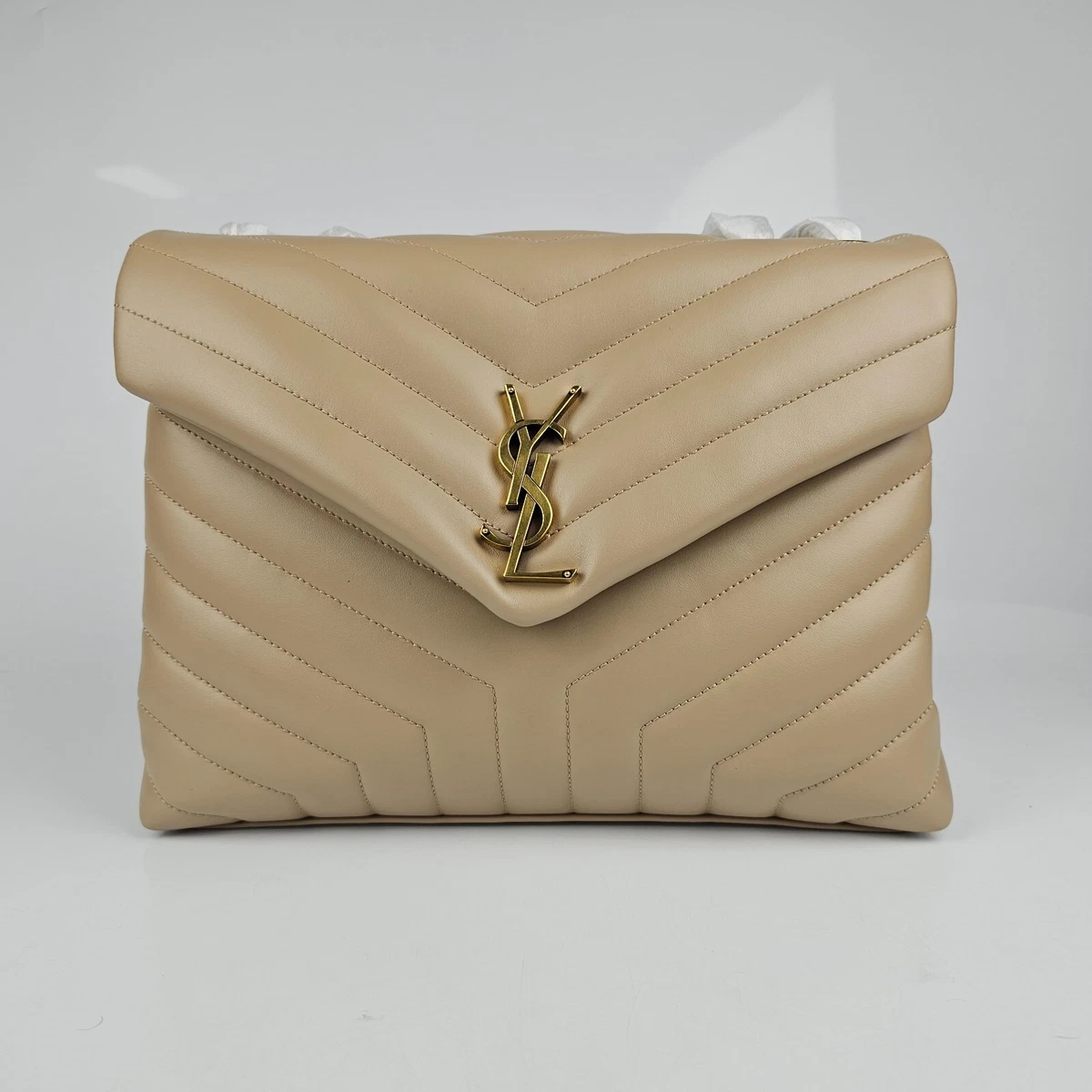 Saint Laurent Loulou Quilted Shoulder Bag Beige